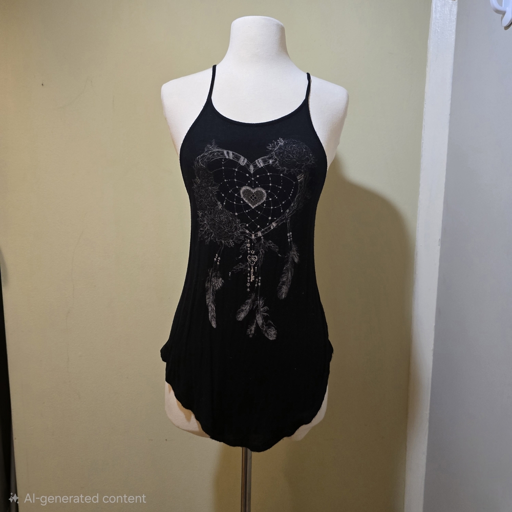 Black Graphic Tank Top